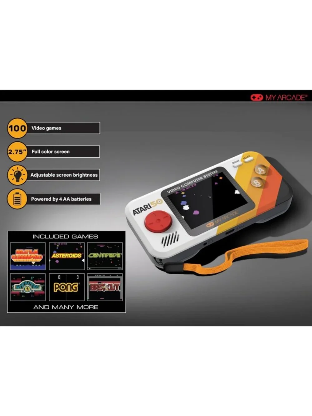 Portable Retro Gaming Console with 100 Preloaded Games & 2.8